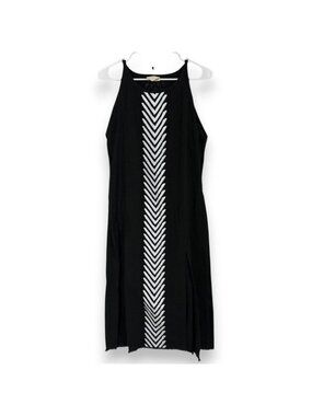 Chintamani Alchemistry Women M Organic Cotton Midi Dress Black Chevron Slits